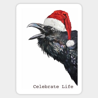 Holiday Santa Crow Sticker